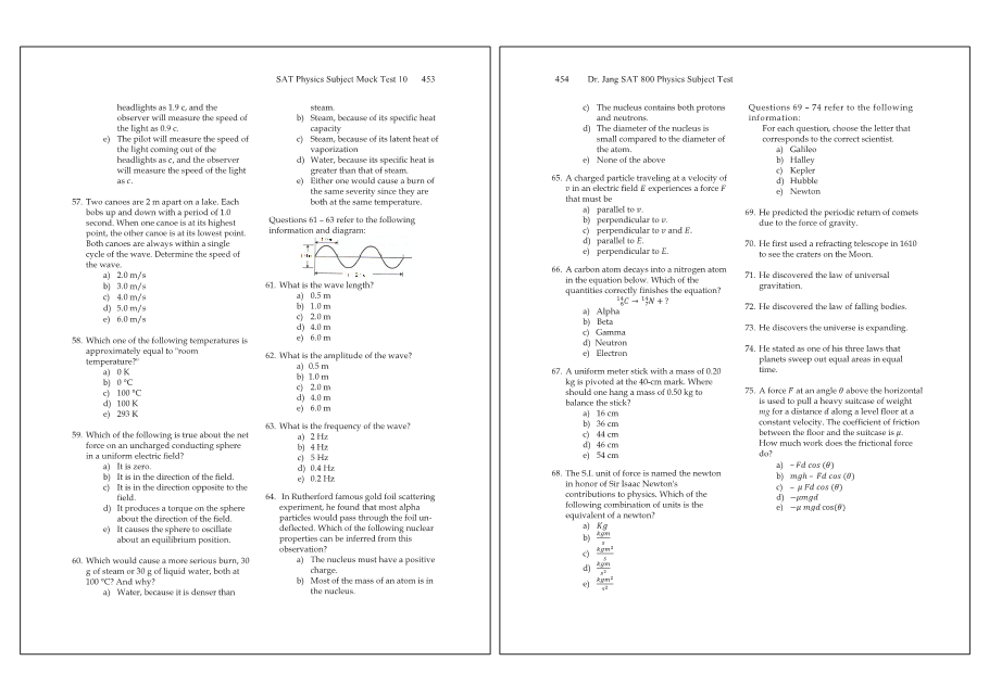 Dr.jang's SAT 800 Physics